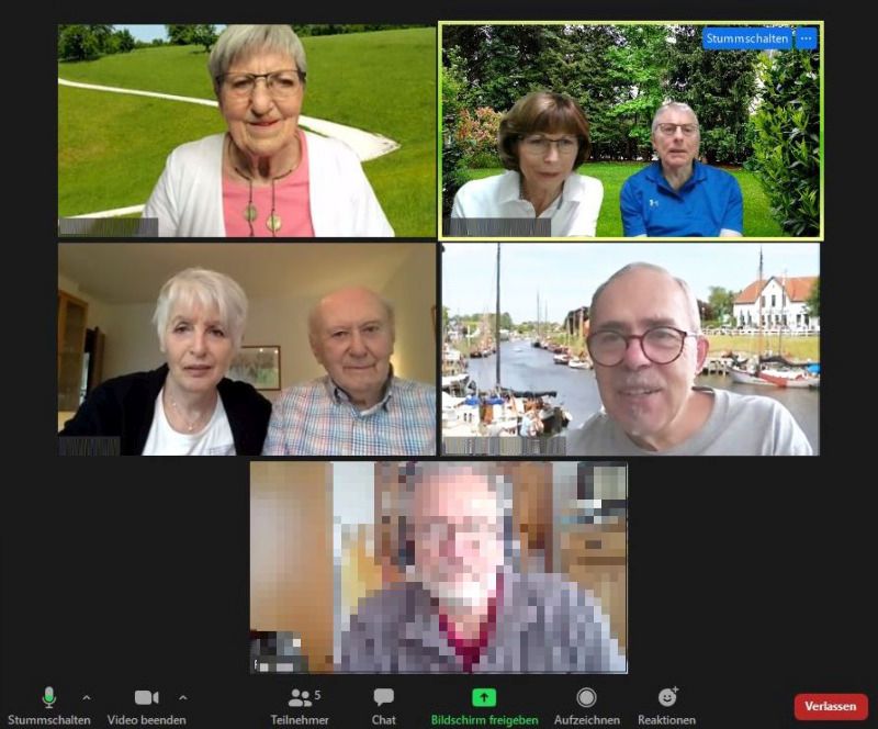 Screenshot der 1. Videokonferenz der dPV RG Erlangen (Juni 2020)